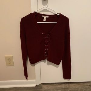 Lace up sweater
